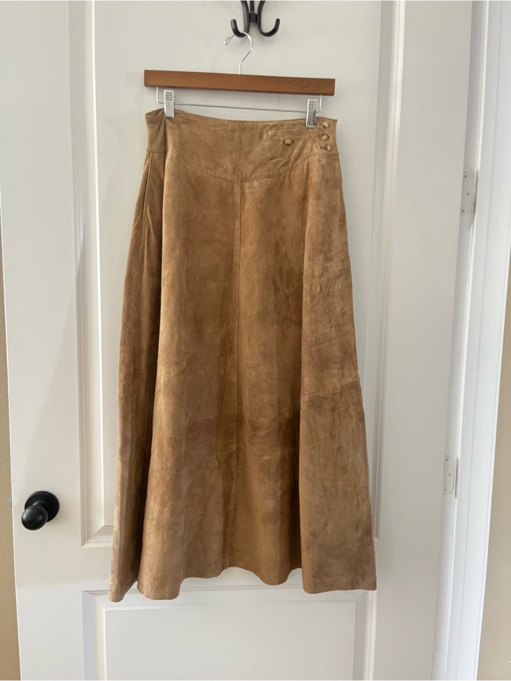 Suede Skirt In Camel Brown - Flared Silhouette